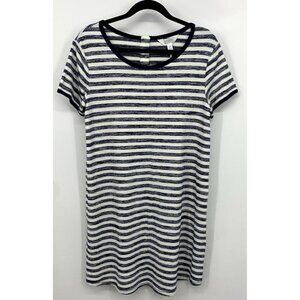 Market&Spruce Womens Ringer Dress Size Petite Blue White Striped 3 Buttons Back
